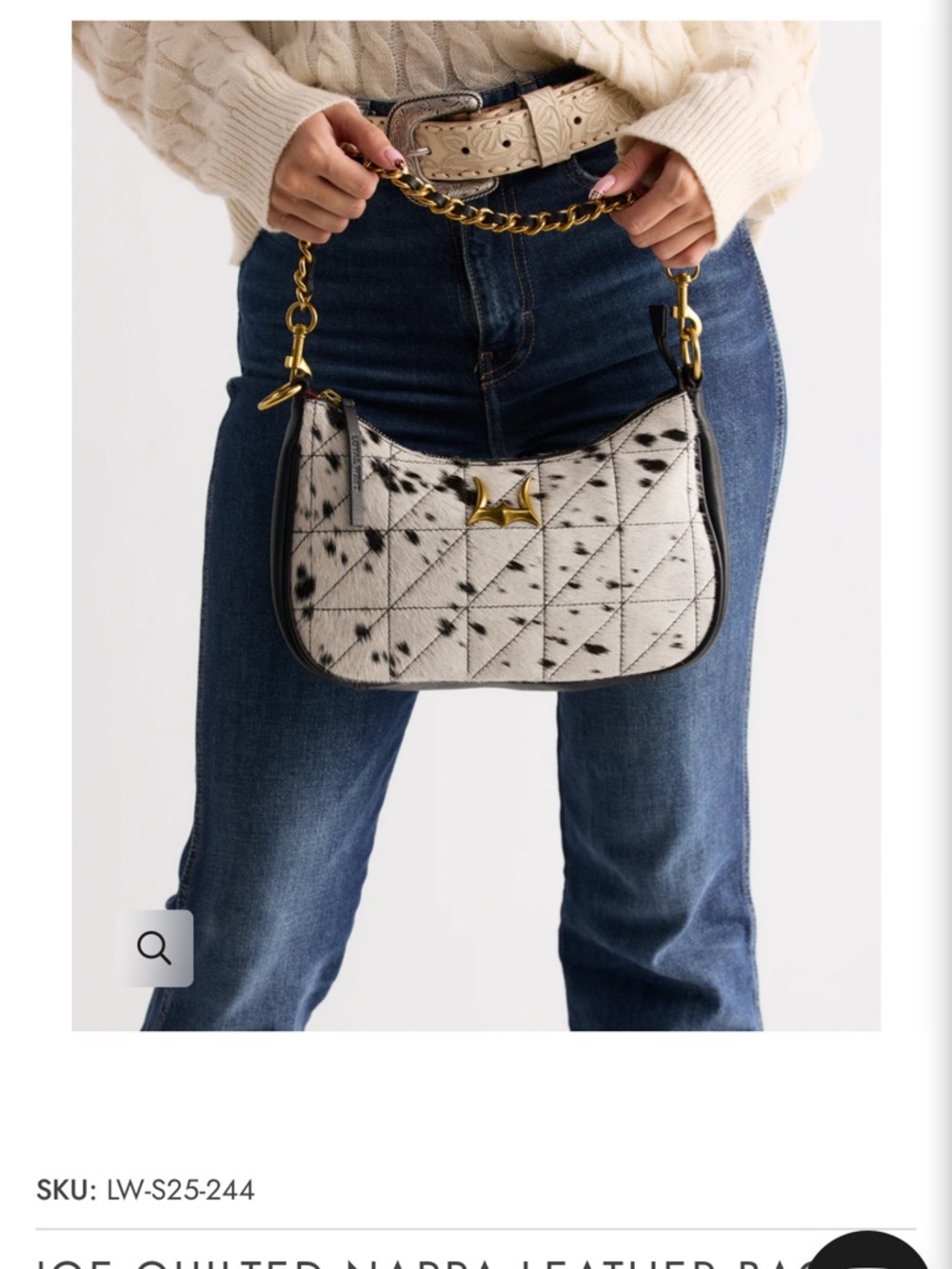 Loyal West Crossbody Black & White Cowhide Crossbody Bag with Gold Hardware NWT - Picture 4 of 9